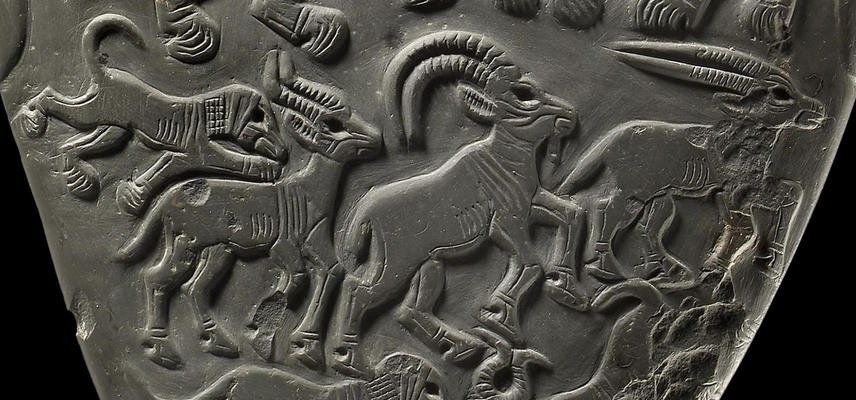 TWO DOG PALETTE (detail) from the Ashmolean collections