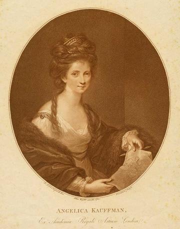 Angelica Kauffman portrait in stipple print by Francesco Bartolozzi, 1780, after Sir Joshua Reynolds Angelica Kauffman portrait in stipple print by Francesco Bartolozzi, 1780, after Sir Joshua Reynolds